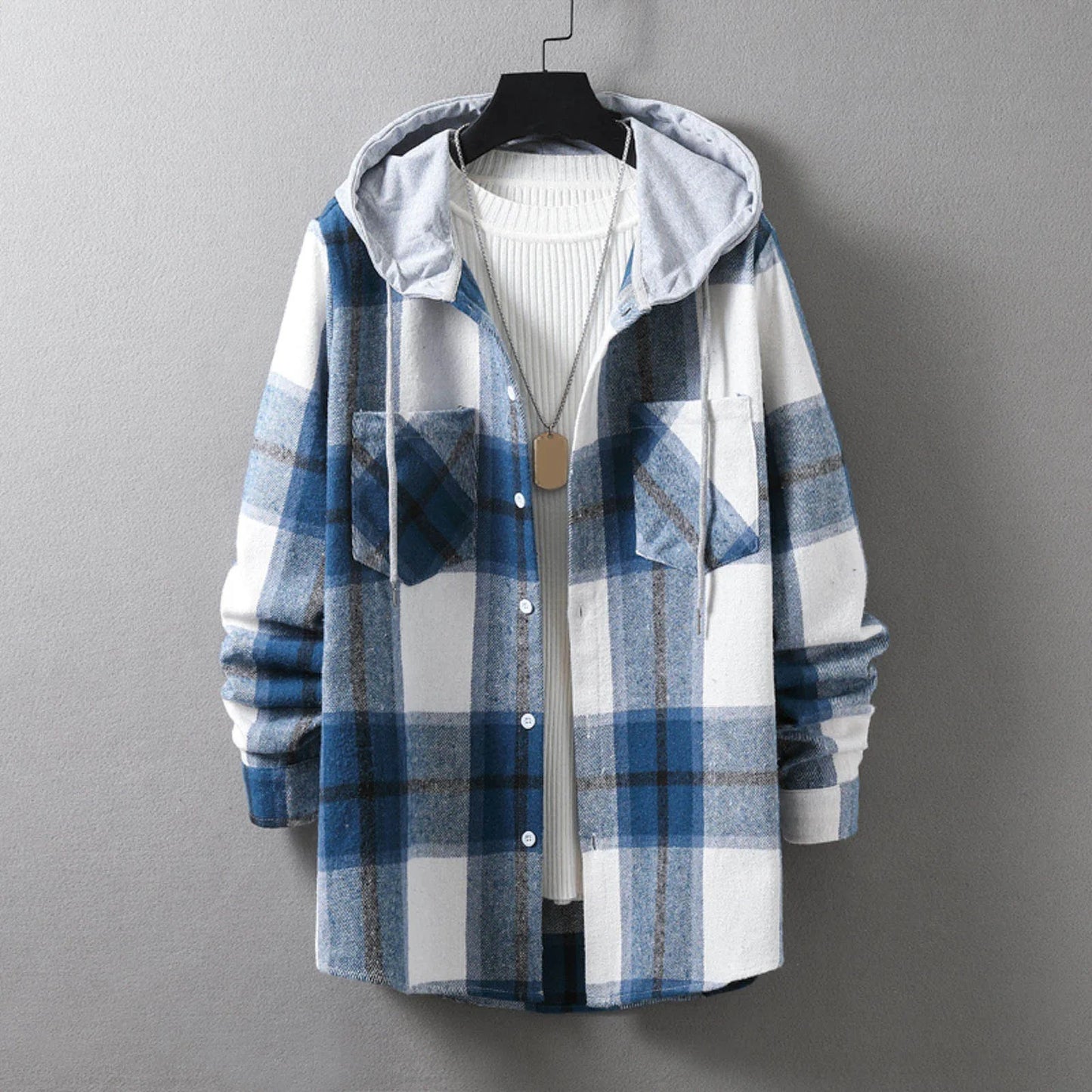 Plaid Button Up Hoodie