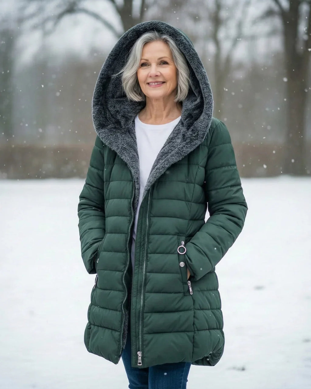Women's Puffer Jacket | Hooded Fleece Lined Long Sleeve