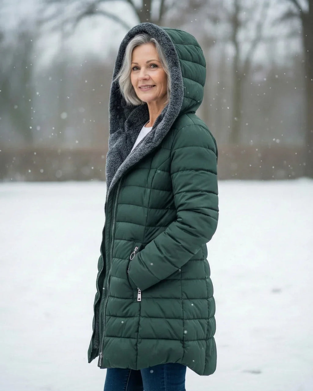 Women's Puffer Jacket | Hooded Fleece Lined Long Sleeve