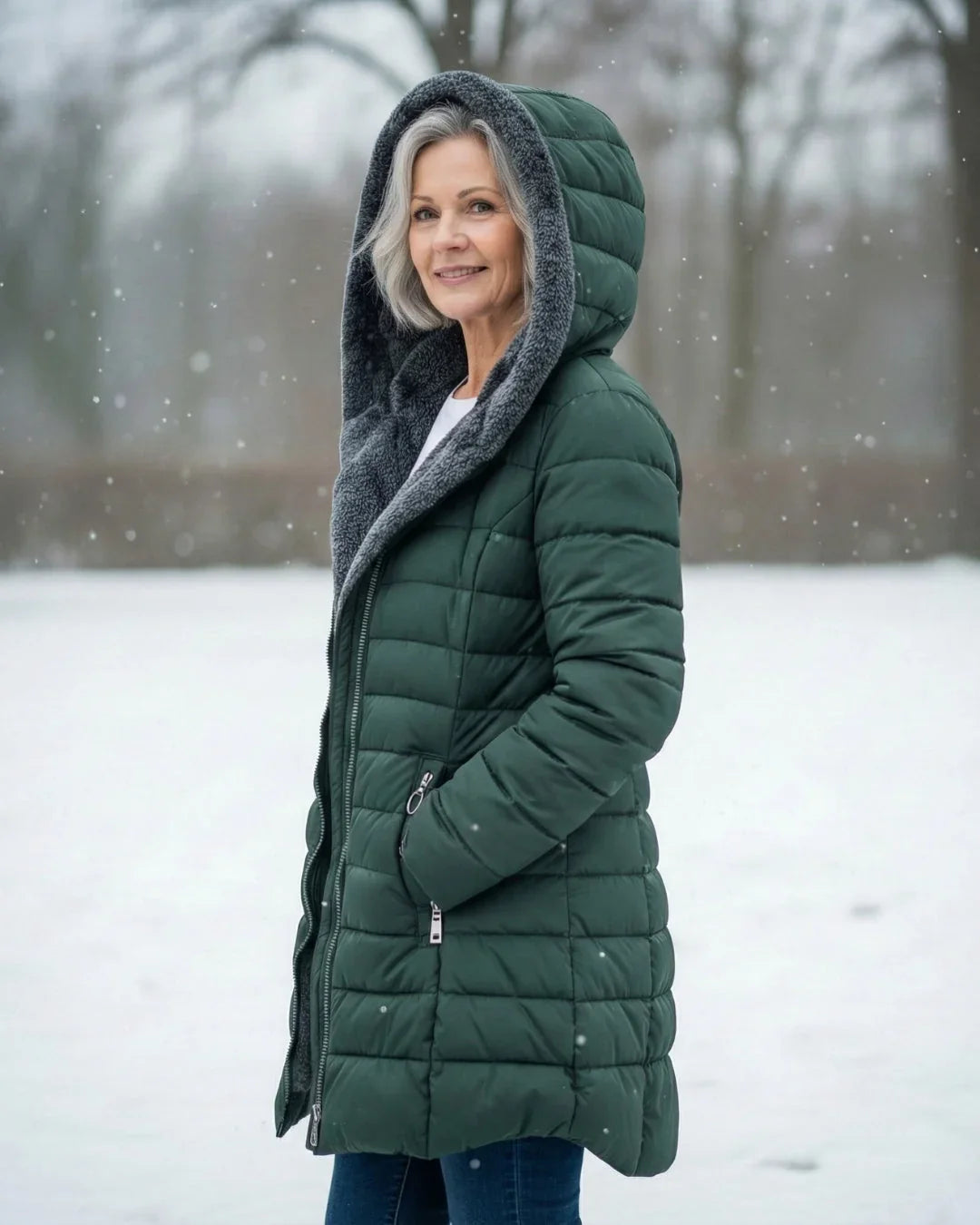 Women's Puffer Jacket | Hooded Fleece Lined Long Sleeve