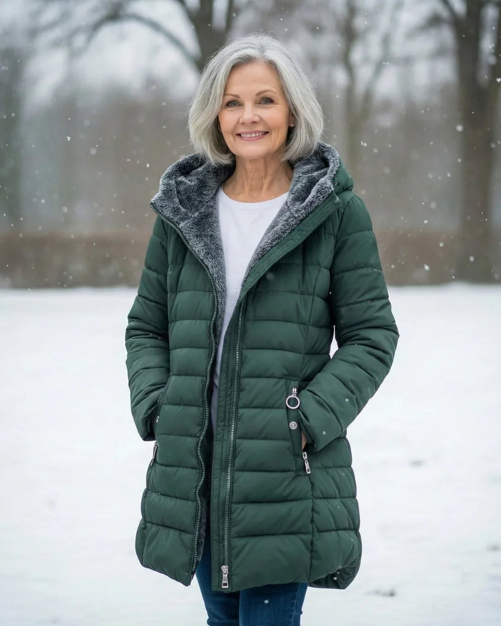 Women's Puffer Jacket | Hooded Fleece Lined Long Sleeve