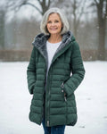 Women's Puffer Jacket | Hooded Fleece Lined Long Sleeve