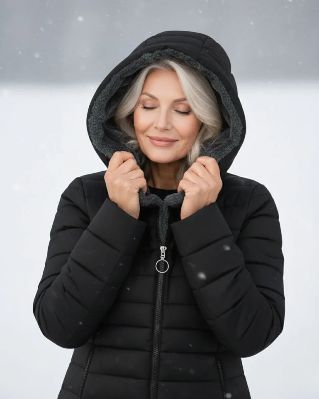 Women's Puffer Jacket | Hooded Fleece Lined Long Sleeve