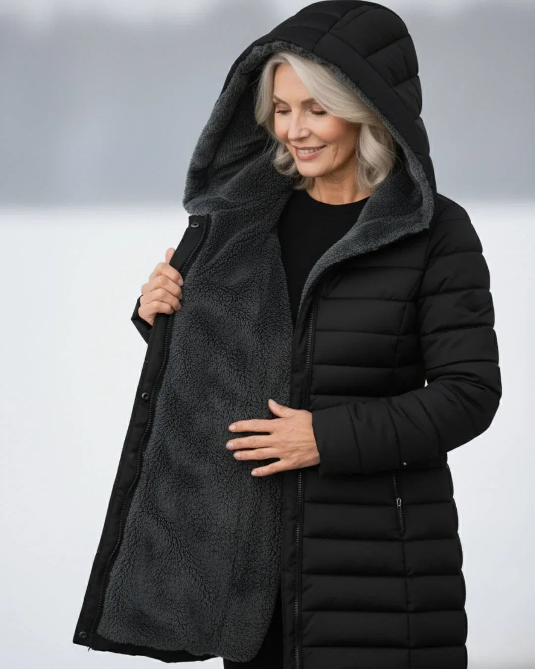 Women's Puffer Jacket | Hooded Fleece Lined Long Sleeve