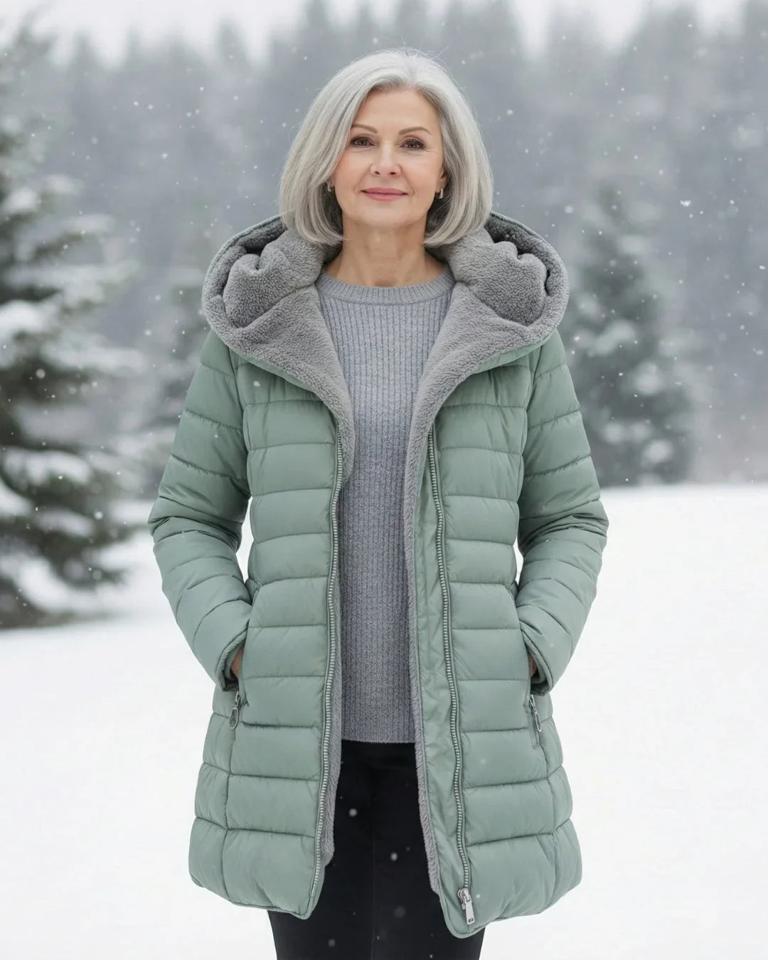 Women's Puffer Jacket | Hooded Fleece Lined Long Sleeve