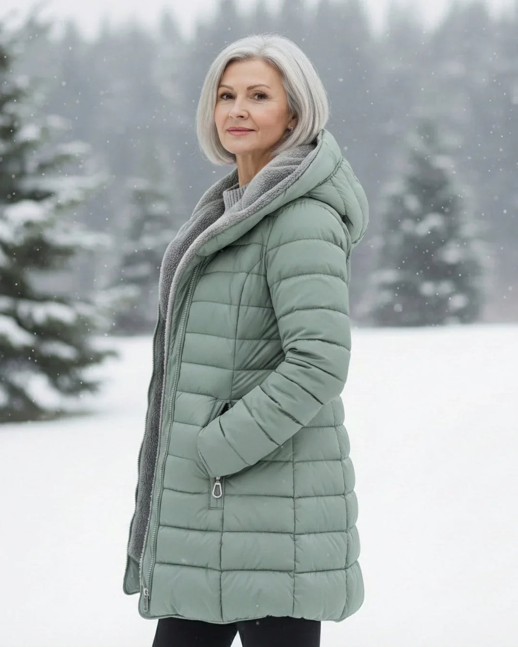 Women's Puffer Jacket | Hooded Fleece Lined Long Sleeve