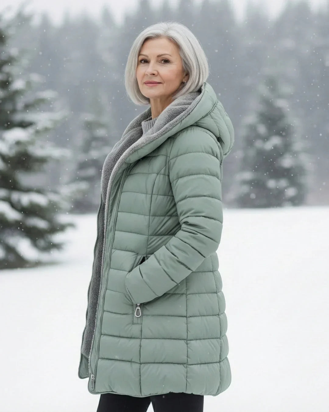 Women's Puffer Jacket | Hooded Fleece Lined Long Sleeve