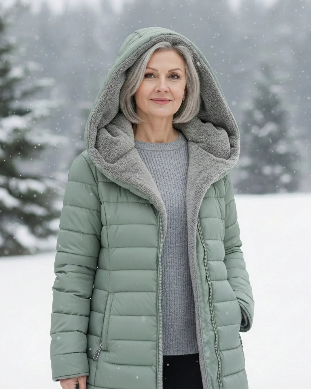 Women's Puffer Jacket | Hooded Fleece Lined Long Sleeve