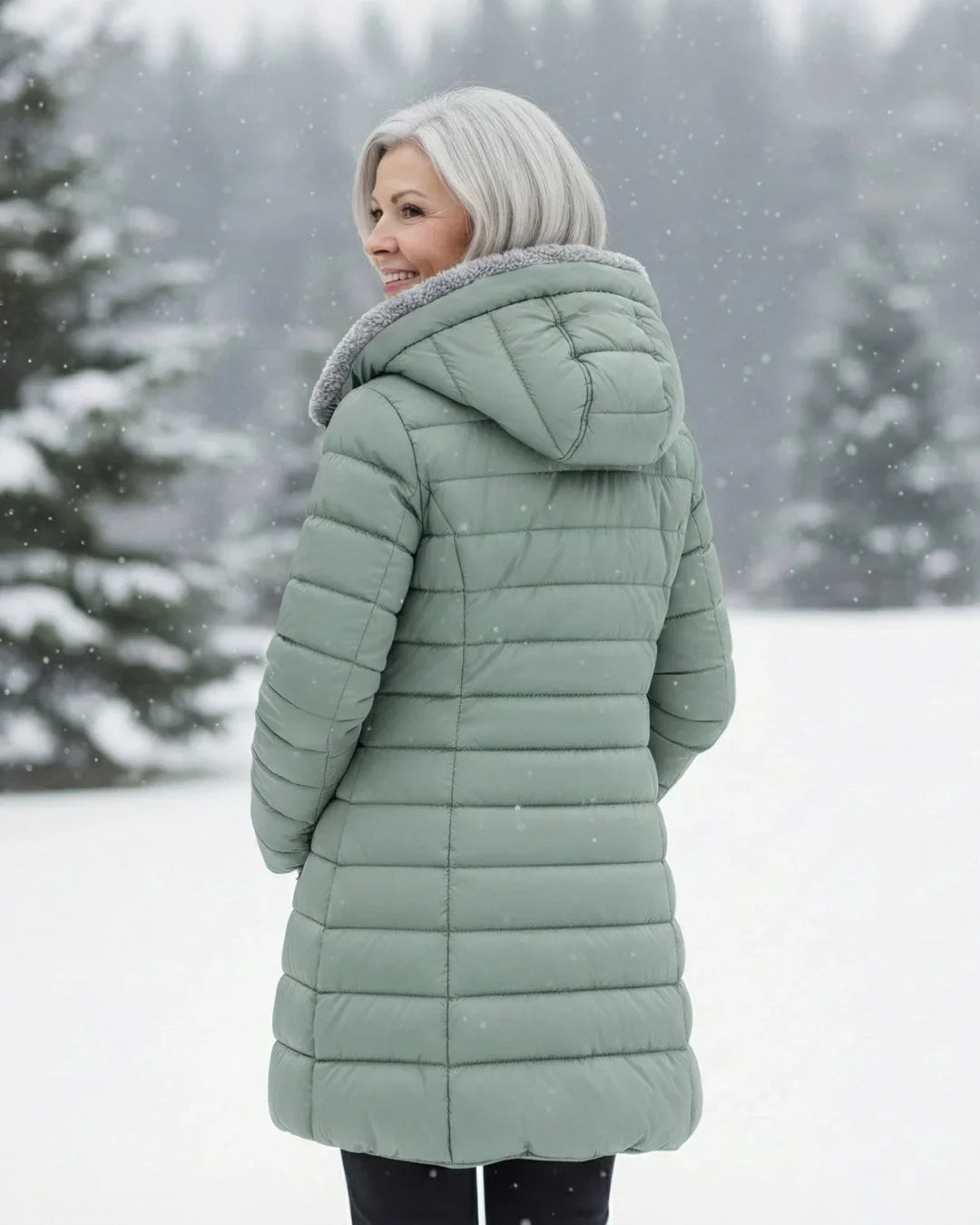 Women's Puffer Jacket | Hooded Fleece Lined Long Sleeve